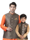 Vastramay Silk Blend Black and Gold Baap Beta Ethnic Jacket
